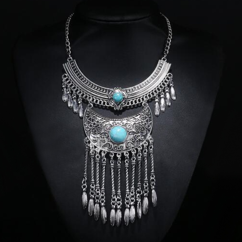 Silver Boho Statement Necklace